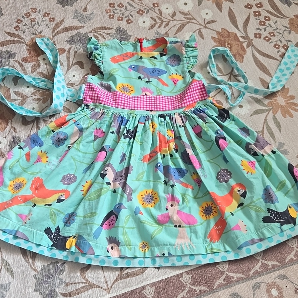 Tati And Me Spring Floral, Bird, Polka Dot, Blue Pink Dress Size 3T